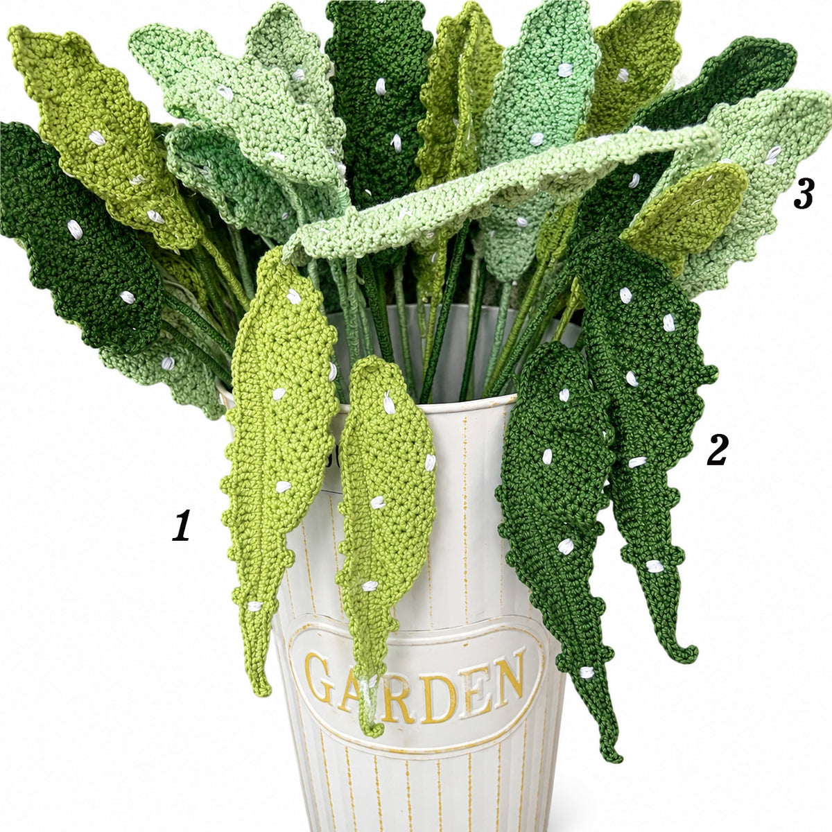 Handmade Crochet Double Begonia Leaf Stems