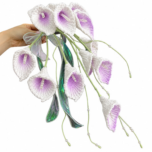Handmade Crochet Pearl Calla Lily Bouquet