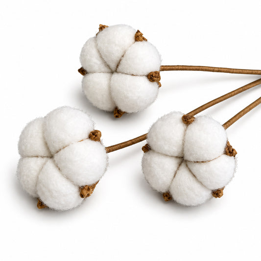Handmade Crochet Large Cotton Boll Stems
