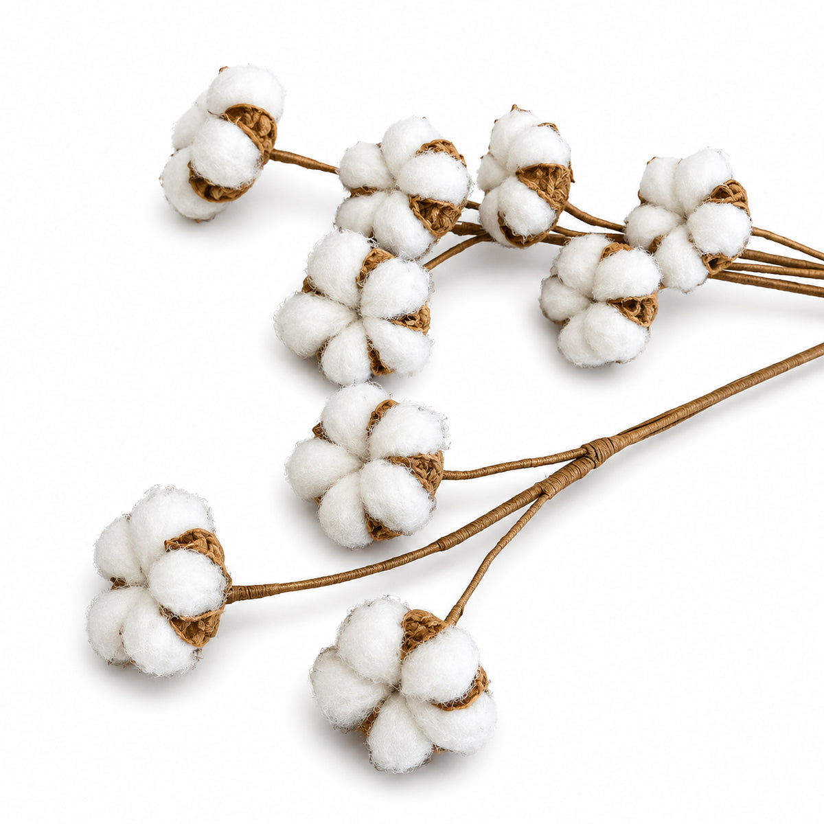Handmade Crochet Triple Cotton Boll Stem