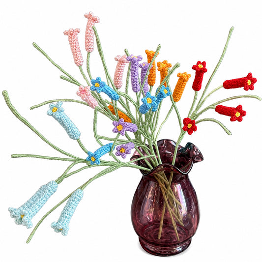 Handmade Crochet Hanging Tubular Flower Stems