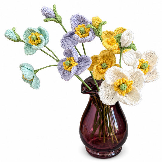 Handmade Crochet Double-Head Poppy Stems