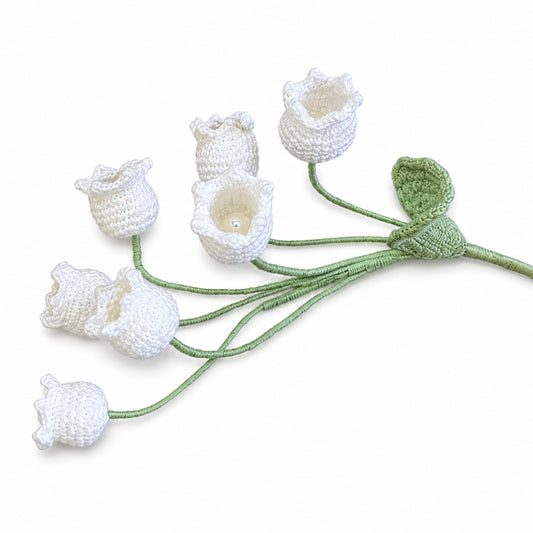 Handmade Crochet Seven-Bloom Lily of the Valley Stem