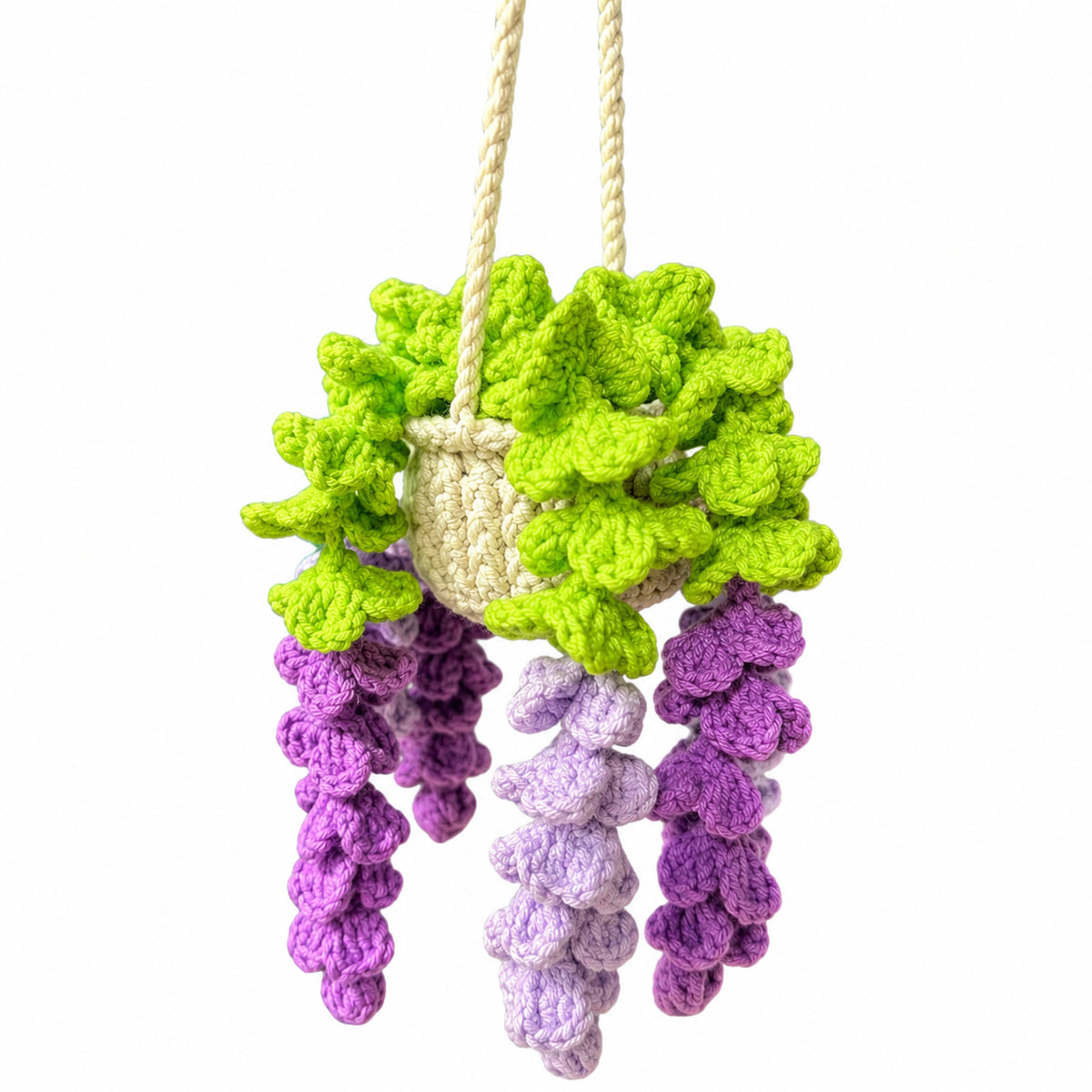 Handmade Crochet Lavender Hanging Plant Basket