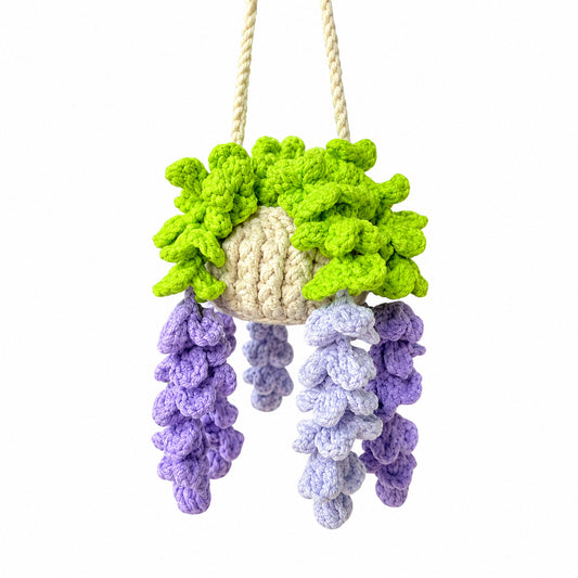 Handmade Crochet Lavender Hanging Plant Basket
