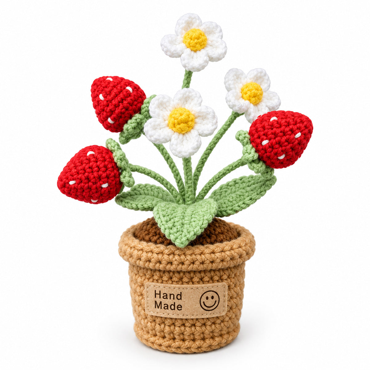 Handmade Crochet Strawberry Potted Plant