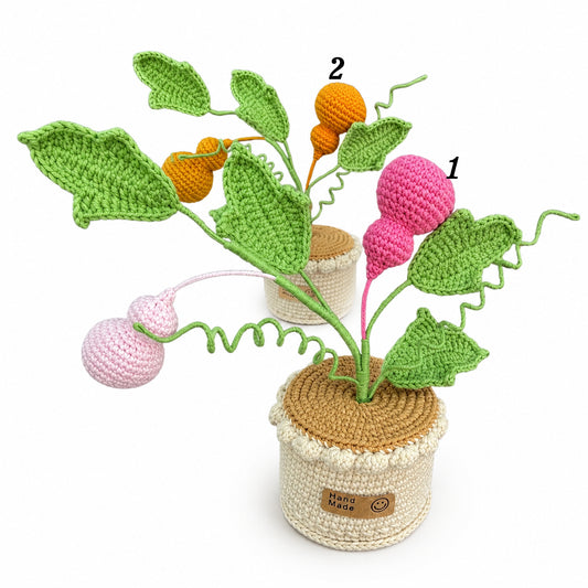 Handmade Crochet Double Gourd Potted Plant