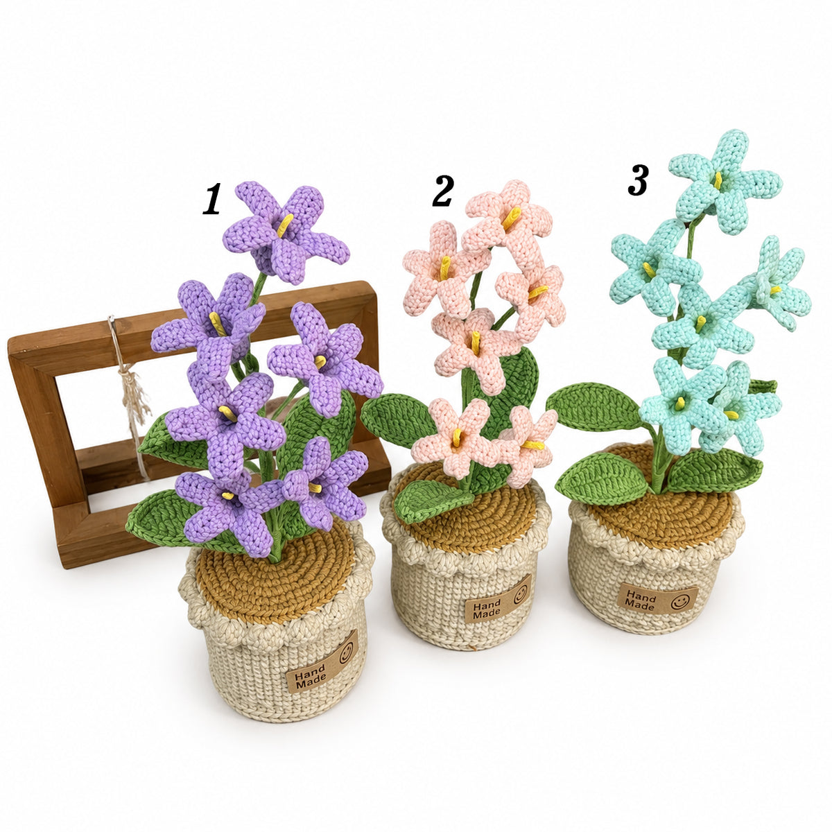 Handmade Crochet Star Flower Potted Plant