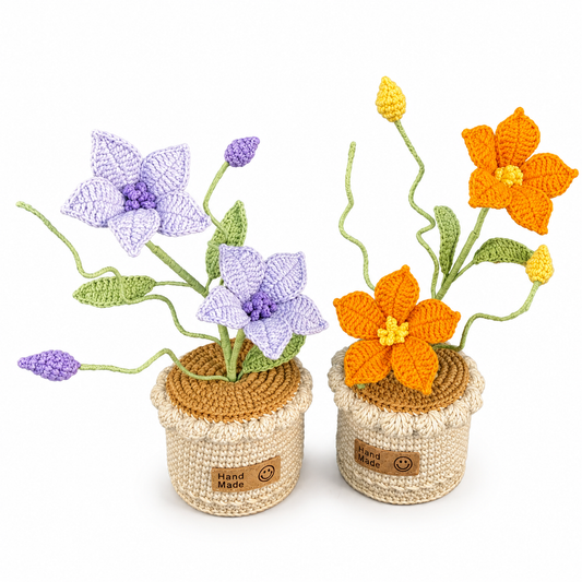 Handmade Crochet Clematis Potted Plant