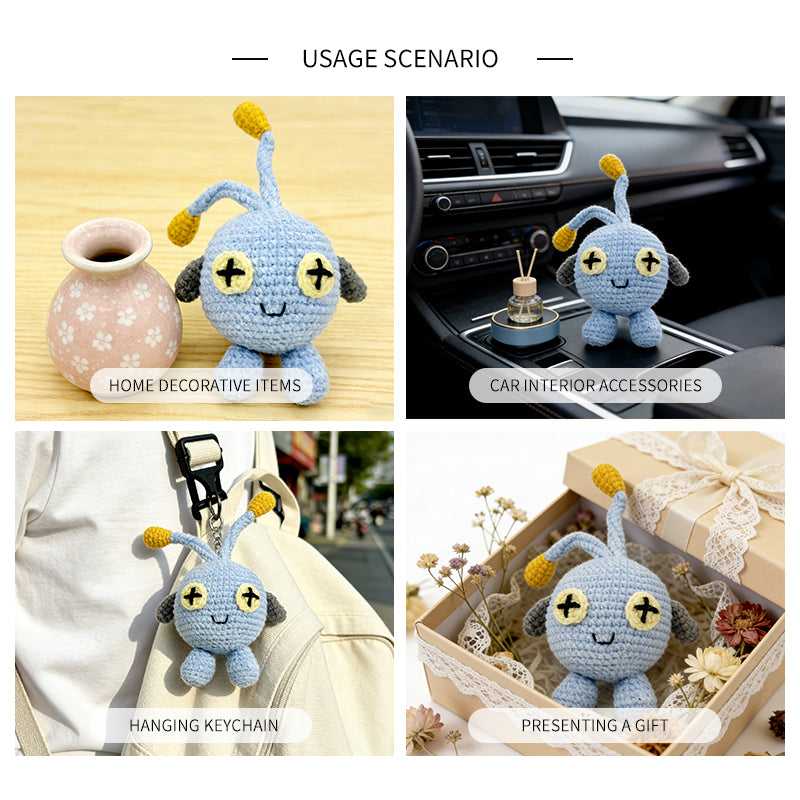 Handmade Crochet Blue Alien Plush Toy