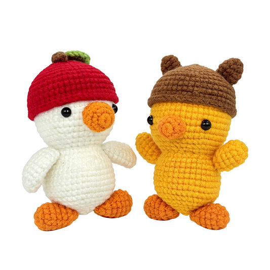 Crochet Duck Plush Toy Set, Handmade Amigurumi Bird Dolls Gift