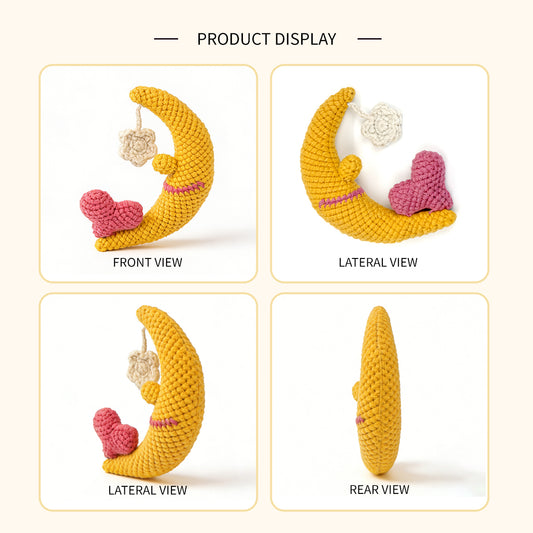 Handmade Crochet Moon and Star Baby Toy - Soft Amigurumi Nursery Decor