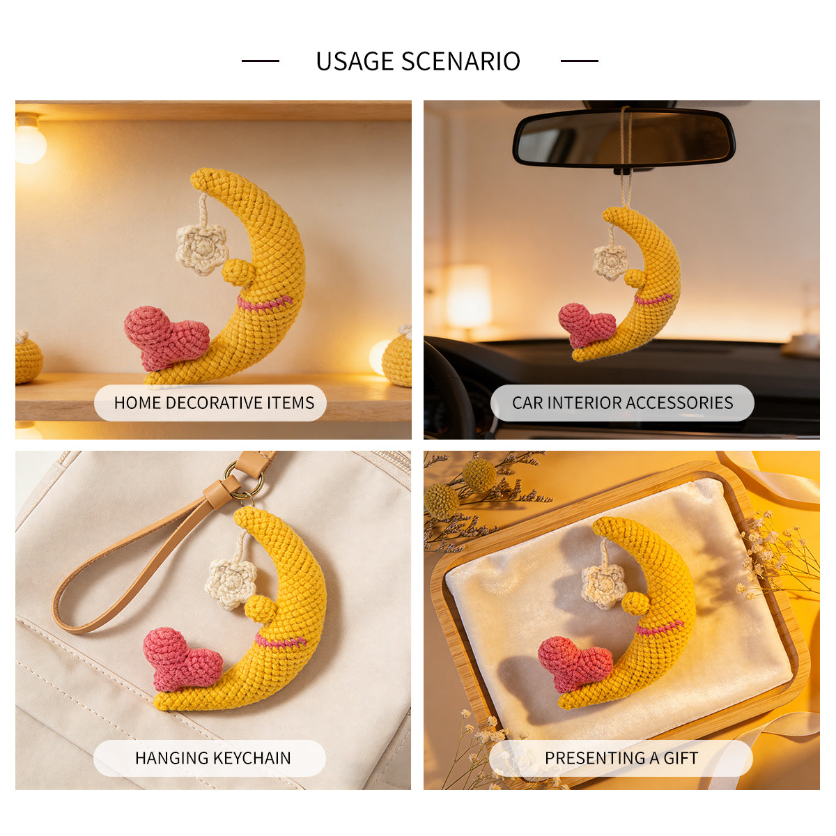 Handmade Crochet Moon and Star Baby Toy - Soft Amigurumi Nursery Decor