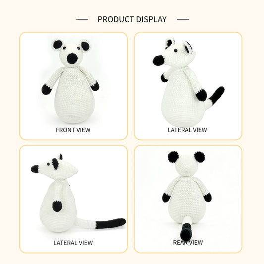 Handmade Crochet Polar Bear Plush - Black and White Sensory Baby Toy