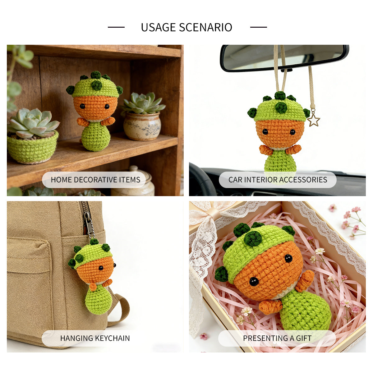 Handmade Crochet Dinosaur Plush Toy - Cute Amigurumi Dino Baby Gift