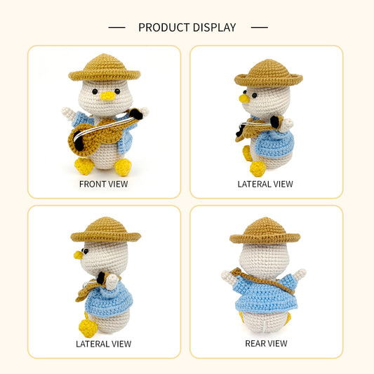Crochet Music Bird Plush Toy Set, Handmade Amigurumi Duck Dolls Gift