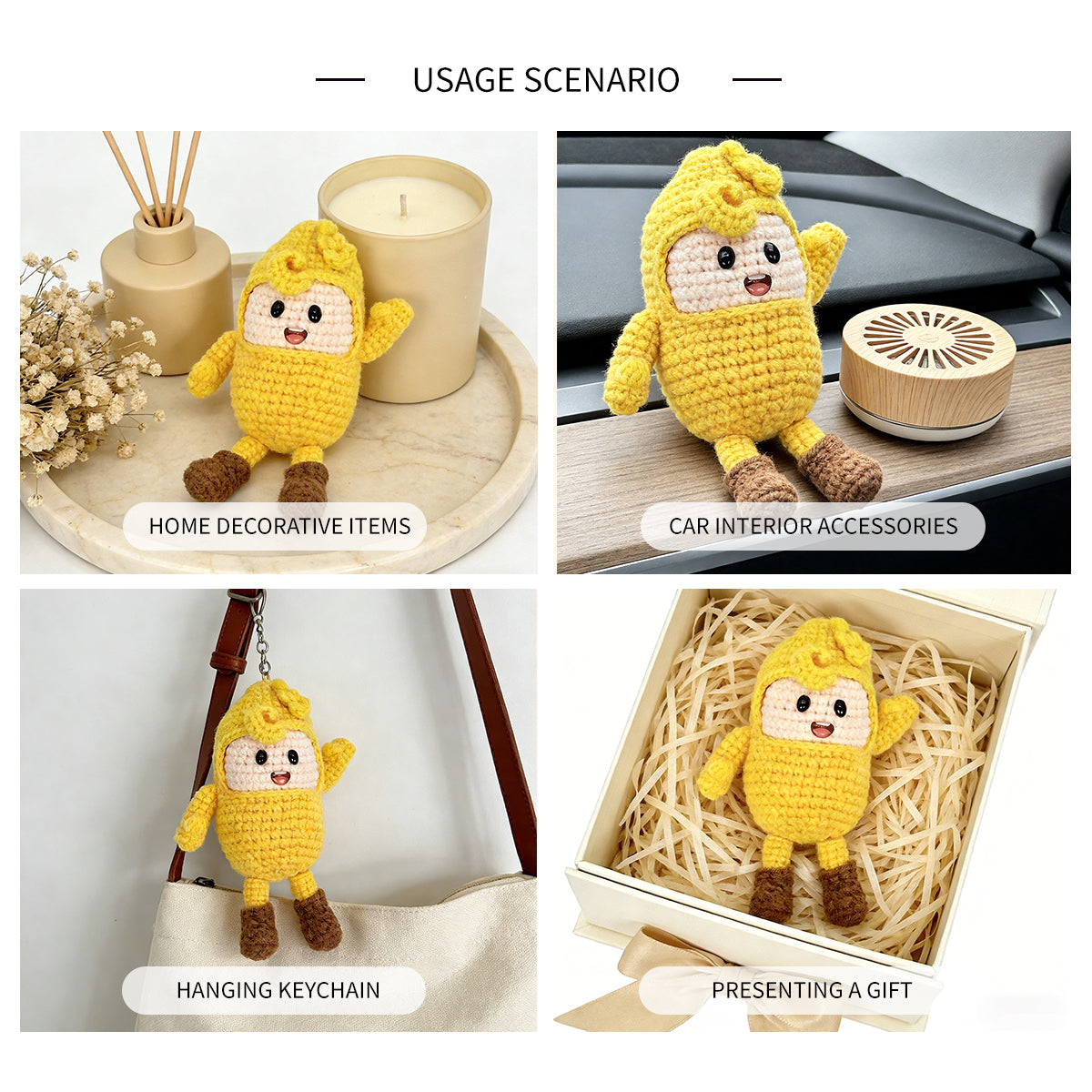 Crochet Chick Doll, Handmade Yellow Amigurumi Plush Toy for Kids Gift