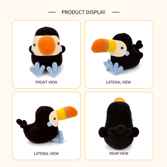 Crochet Toucan Plush Toy, Handmade Amigurumi Bird Doll Gift