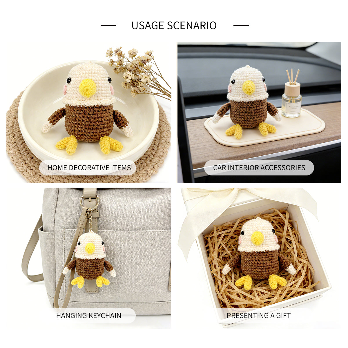 Crochet Eagle Plush Toy, Handmade Amigurumi Bird Doll Gift