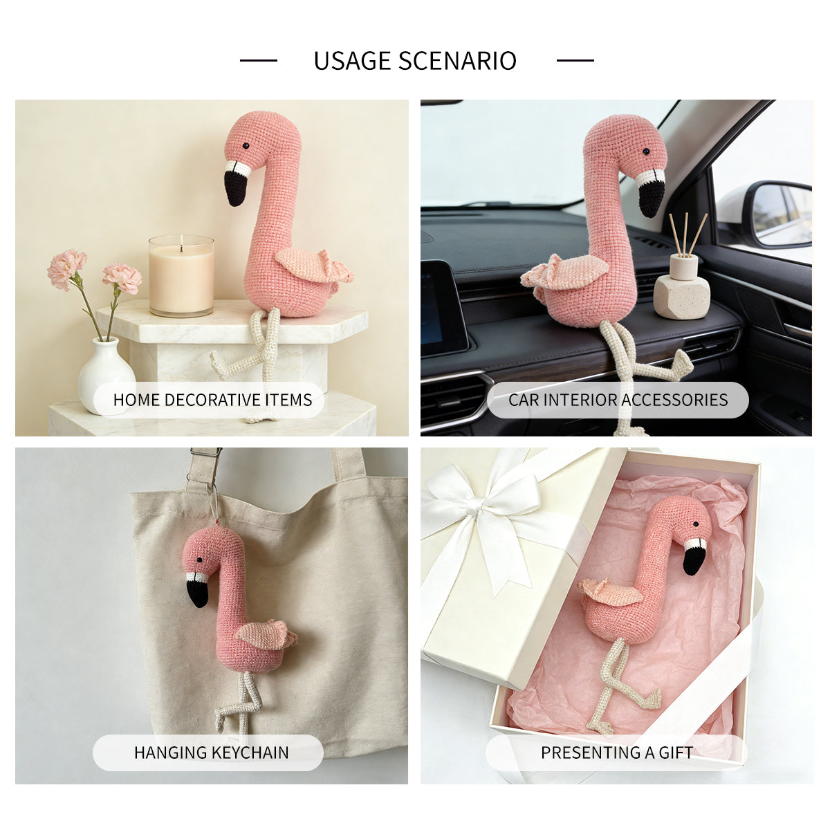 Crochet Flamingo Plush Toy, Handmade Pink Amigurumi Bird Doll Gift