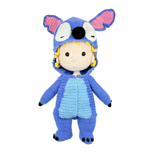 Handmade Amigurumi Doll in Blue Alien Costume - Cute Crochet Plush Toy