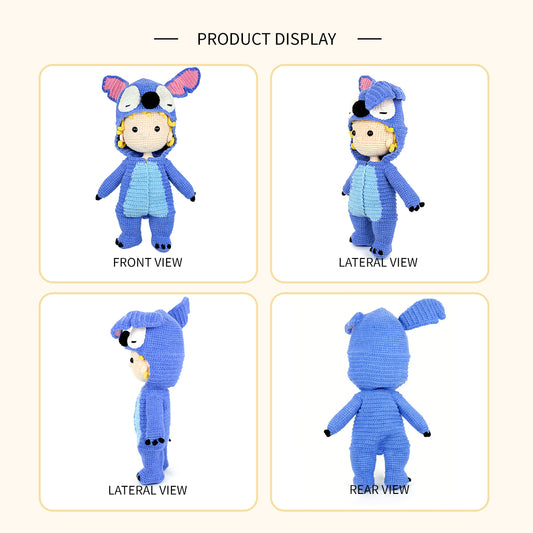 Handmade Amigurumi Doll in Blue Alien Costume - Cute Crochet Plush Toy