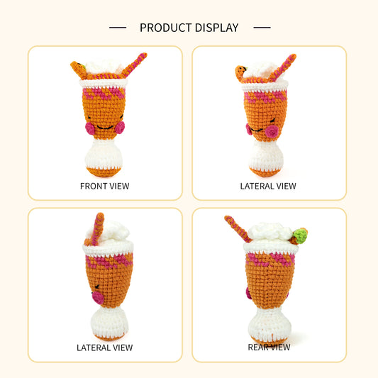Kawaii Crochet Milkshake Plush - Amigurumi Ice Cream Sundae Decor