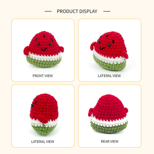 Crochet Watermelon Plush Toy, Handmade Amigurumi Fruit Doll Gift