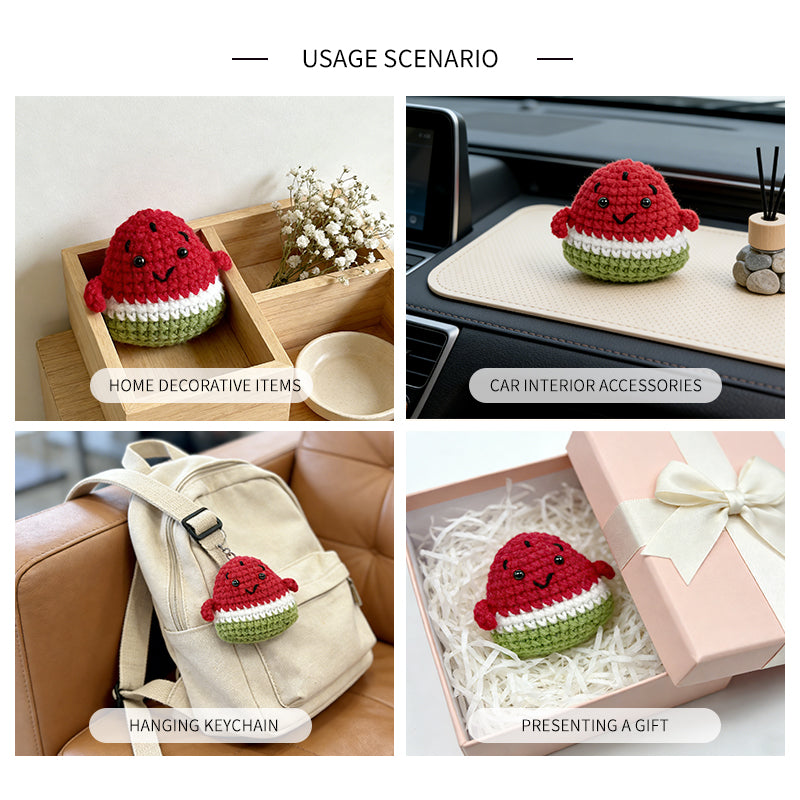 Crochet Watermelon Plush Toy, Handmade Amigurumi Fruit Doll Gift