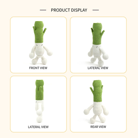 Funny Crochet Leek Plush Toy - Kawaii Amigurumi Green Onion Doll