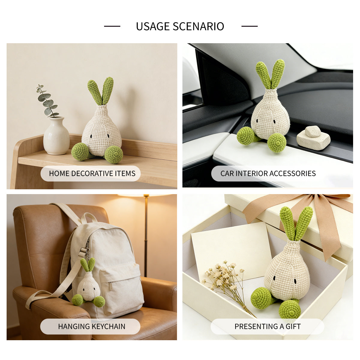 Funny Crochet Garlic Bulb Plush - Kawaii Amigurumi Vegetable Doll