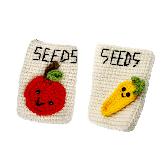 Crochet Seed Packet Plush Set, Handmade Amigurumi Garden Decor Gift