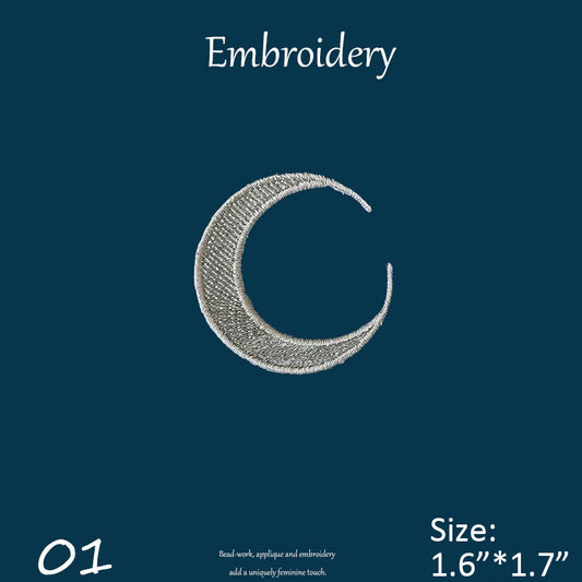 Moon, Star, and Cloud Embroidered Patches
