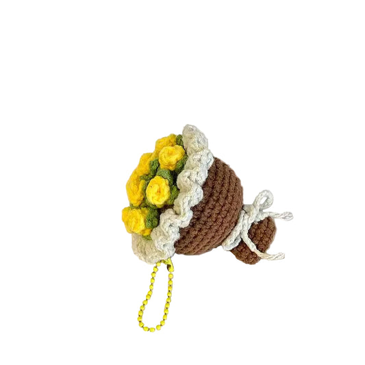 Mini bouquets, handmade crochet and knitted keychains, birthday gifts