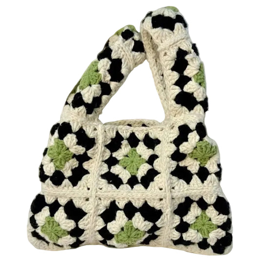 Camellia hand-knitted shoulder handbag diy material bag wool crochet granny bag gift homemade