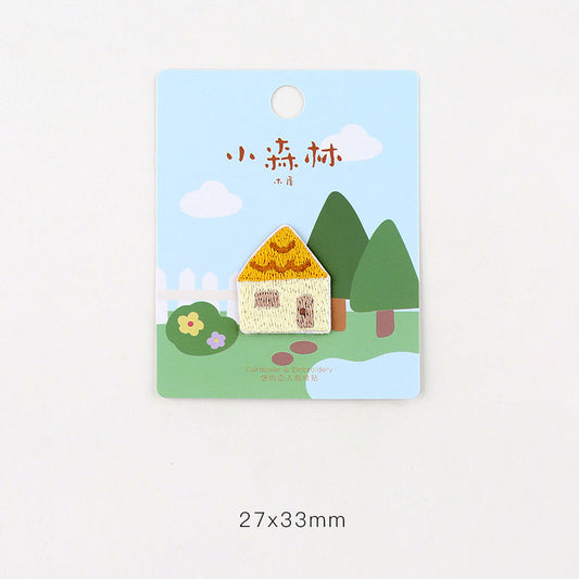 Cartoon Log Cabin Embroidery Patch
