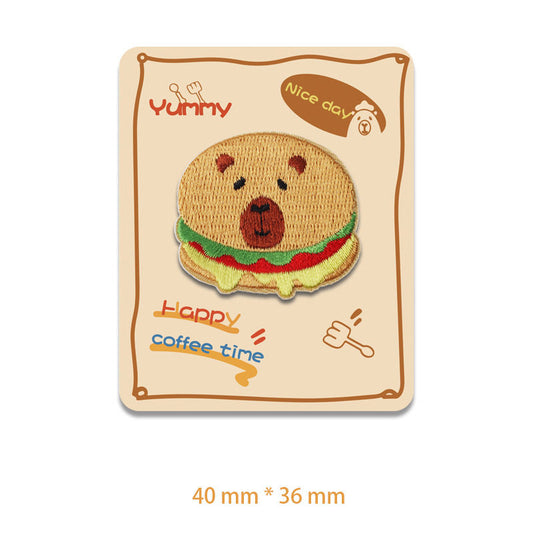 Hamburger Capybara Embroidery Patch