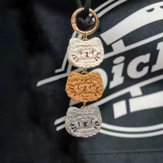 DIY Kit for Crocheting Cat and Fish Bag Hangers, Handmade Taiyaki Keychains and Gifts