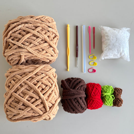 DIY Pig Hat Handmade Knitting DIY Material Kit Yarn Crochet Hook Cute Doll Crochet