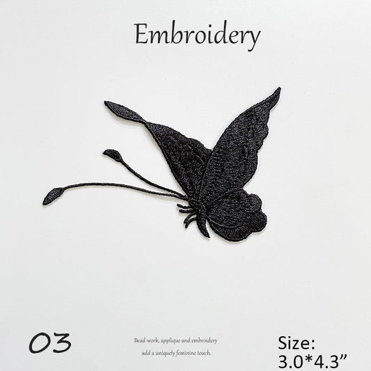 Black Butterfly Embroidery Patch