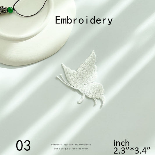 Pure White Butterfly Embroidered Patch