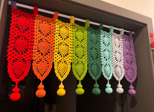 DIY DIY Dopamine Rainbow Wool Door Curtain Knitting Material Pack Crochet Crochet Cute Furniture Decorative Curtains