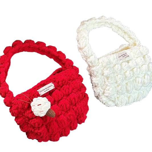 Fun Instagram-worthy snowball cloud bag material kit, handbag, underarm bag, crochet, knitting, yarn, DIY handmade gift