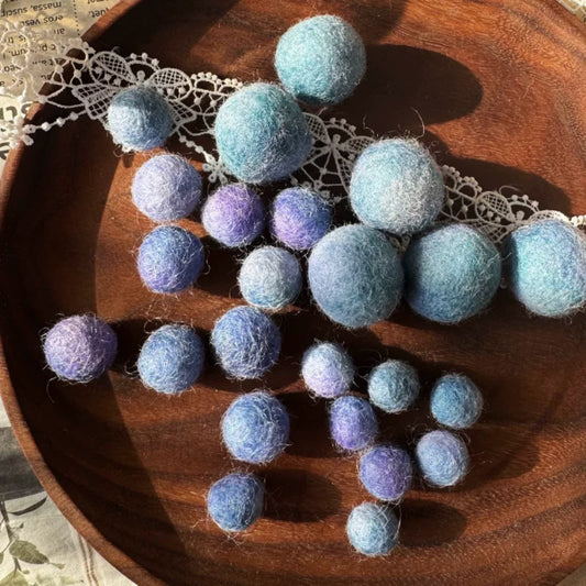 Hand-Dyed Solid Wool Felt Balls in Multiple Sizes