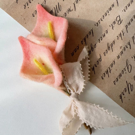 Colorful Hand-Cut Calla Lily Felt Pieces for DIY Brooches
