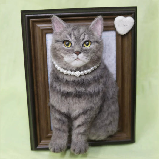 Custom Needle Felted Pet Memorial Portrait Frame