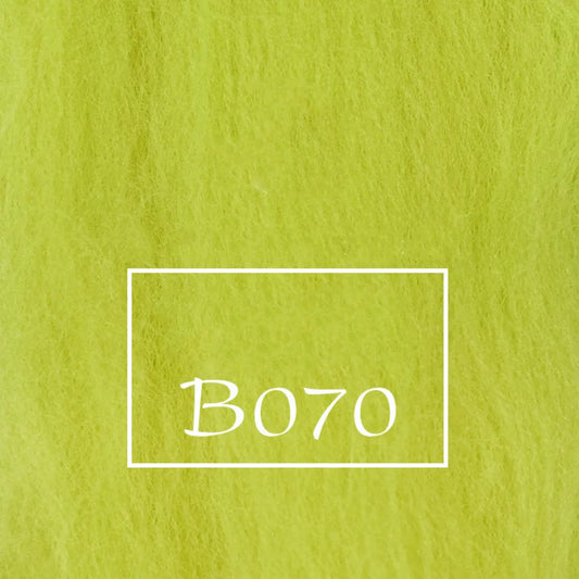 Green Wool Roving for Felting, Medium-Short Fiber