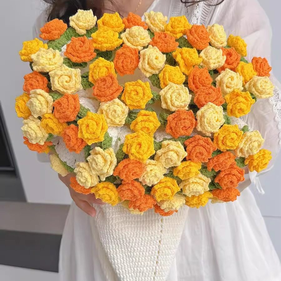 Handmade Floral Bouquet Crochet Blanket