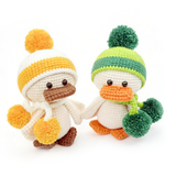 Matching Winter Duck Amigurumi Dolls - Cute Crochet Couple Plushies Gift