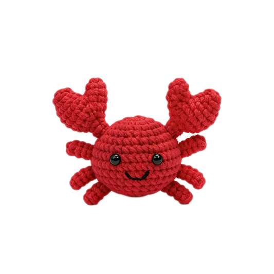 Handmade Crochet Red Crab Plush - Kawaii Amigurumi Sea Creature Toy